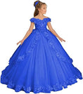 Load image into Gallery viewer, Flower Girl Dress for Wedding Off Shoulder Appliques Tulle Pageant Dress
