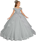 Load image into Gallery viewer, Flower Girl Dress for Wedding Off Shoulder Appliques Tulle Pageant Dress