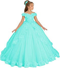 Load image into Gallery viewer, Flower Girl Dress for Wedding Off Shoulder Appliques Tulle Pageant Dress