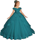 Load image into Gallery viewer, Flower Girl Dress for Wedding Off Shoulder Appliques Tulle Pageant Dress