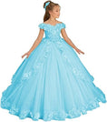 Load image into Gallery viewer, Flower Girl Dress for Wedding Off Shoulder Appliques Tulle Pageant Dress