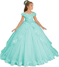 Load image into Gallery viewer, Flower Girl Dress for Wedding Off Shoulder Appliques Tulle Pageant Dress
