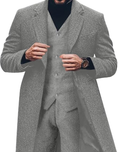 Load image into Gallery viewer, Retro Tweed Herringbone Long Blazer 3 Pieces Mens Suits 3690