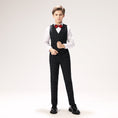 Cargar la imagen en la vista de la galería, Black Plaid Elegant 5 Piece Boys Suits