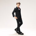 Cargar la imagen en la vista de la galería, Black Plaid Elegant 5 Piece Boys Suits