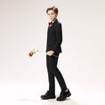 Cargar la imagen en la vista de la galería, Black Plaid Elegant 5 Piece Boys Suits
