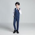 Load image into Gallery viewer, Navy Plaid Elegant 5 Piece Boys Suits