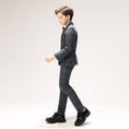 Bild in Galerie-Betrachter laden, Dark Grey Plaid Elegant 5 Piece Boys Suits