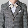 Load image into Gallery viewer, Grey Plaid Elegant Formal 5 Piece Boys Suits