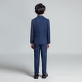 Load image into Gallery viewer, Navy Plaid Elegant 5 Piece Boys Suits
