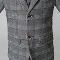 Load image into Gallery viewer, Grey Plaid Elegant Formal 5 Piece Boys Suits