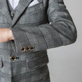 Load image into Gallery viewer, Grey Plaid Elegant Formal 5 Piece Boys Suits