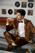 Load image into Gallery viewer, Velvet One Button Tuxedo 2 Piece Men Suits