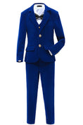 Cargar la imagen en la vista de la galería, Royal Blue Velvet 5 Piece Boy's Formal Boys Suits