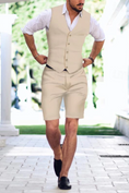 Load image into Gallery viewer, Linen Summer Suits 2 Piece Causal Men Suits Vest and Shorts Tailored Fit 2024