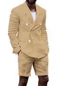Load image into Gallery viewer, Linen Casual Slim Fit Cotton Men Blazer & Shorts Suits