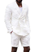 Load image into Gallery viewer, Linen Casual Slim Fit Cotton Men Blazer & Shorts Suits