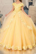 Load image into Gallery viewer, Flower Girl Dress for Wedding Off Shoulder Appliques Tulle Pageant Dress
