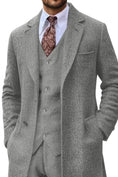 Load image into Gallery viewer, Retro Tweed Herringbone Long Blazer 3 Pieces Mens Suits 3690
