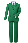 Cargar la imagen en la vista de la galería, Green 3 Piece Kids Boys' Formal Fit Blazer Vest and Pants Dress Suits Set