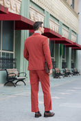 Load image into Gallery viewer, Unique Red Peak Lapel Corduroy Suit 2 Pieces Men's Suits Jacket+Pants 2801