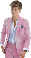 Load image into Gallery viewer, Boys Seersucker Suit 2 Piece Tuxedo for Boys Striped Blazer Pants