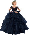 Load image into Gallery viewer, Long Sleeve Flower Girl Dresses Lace Applique Princess Ruffles Tulle Party Gown