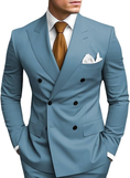 Charger l'image dans la visionneuse de la galerie, Double Breasted Peak Lapel 2 Piece Mens Slim Fit Suit