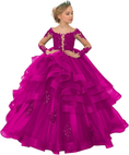 Load image into Gallery viewer, Long Sleeve Flower Girl Dresses Lace Applique Princess Ruffles Tulle Party Gown