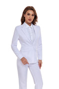 Cargar la imagen en la vista de la galería, White Women's 2 Piece Office Work Suit Set