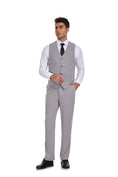 Load image into Gallery viewer, Beige Grey Retro Linen Beach Wedding Summer 3 Pieces Men Suits