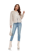 Load image into Gallery viewer, Beige Winter Coats Fleece Cropped Jacket