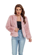 Load image into Gallery viewer, Pink Winter Coats Fleece Cropped Jacket