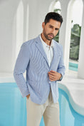 Load image into Gallery viewer, Seersucker Striped Men's Summer Blazer
