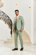 Load image into Gallery viewer, Peaked Lapel Green Modern 3 Pieces Men Suits 2589