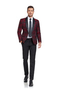 Load image into Gallery viewer, Burgundy Unique Patterned Men's Blazer for Party, Wedding and Business