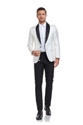 Load image into Gallery viewer, White Unique Patterned Men's Blazer for Party, Wedding and Business