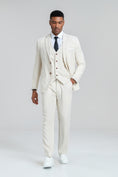 Load image into Gallery viewer, Beige Retro Linen Beach Wedding Summer 3 Pieces Men Suits