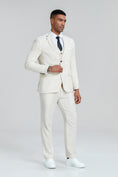 Load image into Gallery viewer, Beige Retro Linen Beach Wedding Summer 3 Pieces Men Suits