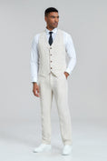 Load image into Gallery viewer, Beige Retro Linen Beach Wedding Summer 3 Pieces Men Suits
