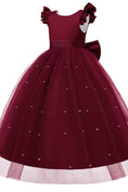 Cargar la imagen en la vista de la galería, Satin Girl Dress with Pearl Tulle Cape Flower Girl Dresses for Wedding