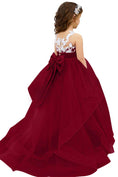 Bild in Galerie-Betrachter laden, Lace Applique Tulle Flower Girl Dress for Wedding