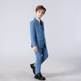 Load image into Gallery viewer, Light Blue Plaid Elegant Formal 5 Piece Boys Suits