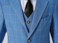 Load image into Gallery viewer, Light Blue Plaid Elegant Formal 5 Piece Boys Suits