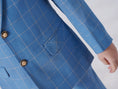 Load image into Gallery viewer, Light Blue Plaid Elegant Formal 5 Piece Boys Suits