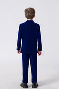 Cargar la imagen en la vista de la galería, Royal Blue Velvet 5 Piece Boy's Formal Boys Suits