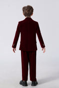Cargar la imagen en la vista de la galería, Burgundy Velvet 5 Piece Boy's Formal Boys Suits