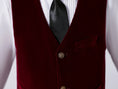 Cargar la imagen en la vista de la galería, Burgundy Velvet 5 Piece Boy's Formal Boys Suits