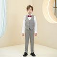 Gallery viewerに画像を読み込む, Light Grey Striped Modern 4 Piece Boy's Formal Suits