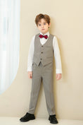 Gallery viewerに画像を読み込む, Light Grey Striped Modern 4 Piece Boy's Formal Suits